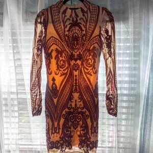 Red + Beige Holiday Dress